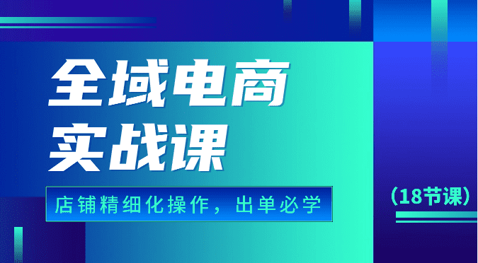 全域电商实战课，个人店铺精细化操作流程，出单必学内容（18节课）-优优云创网