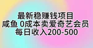 （10369期）最新稳赚钱项目 咸鱼 0成本卖爱奇艺会员 每日收入200-500-优优云创网