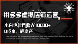 多多虚拟项目运营，小白也能月收入10000+-优优云创