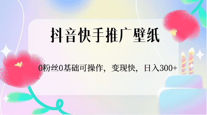 抖音快手推广壁纸，0粉丝0基础可操作，变现快，日入300+-优优云创网