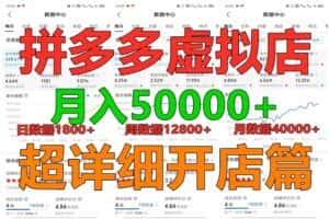 拼多多虚拟电商训练营月入40000+你也行,暴利稳定长久,副业首选-优优云创网