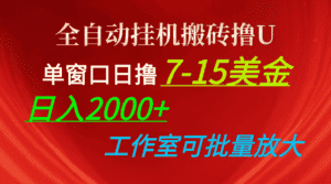 （10409期）全自动挂机搬砖撸U，单窗口日撸7-15美金，日入2000+，可个人操作，工作…-优优云创网