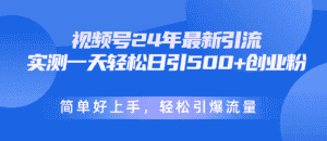 （10415期）视频号24年最新引流，一天轻松日引500+创业粉，简单好上手，轻松引爆流量-优优云创网