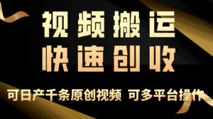 （10417期）一步一步教你赚大钱！仅视频搬运，月入3万+，轻松上手，打通思维，处处…-优优云创