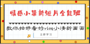 情感小清新短片全能班-教你拍好看的vlog小清新画面（30节课）-优优云创