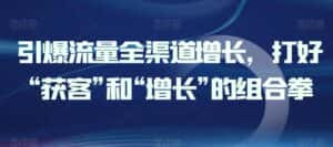 引爆流量全渠道增长，打好“获客”和“增长”的组合拳-优优云创网