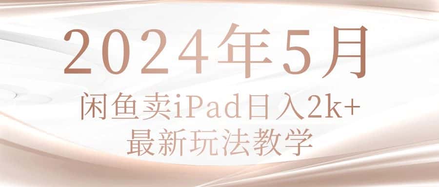 （10459期）2024年5月闲鱼卖ipad日入2k，最新玩法教学-优优云创网