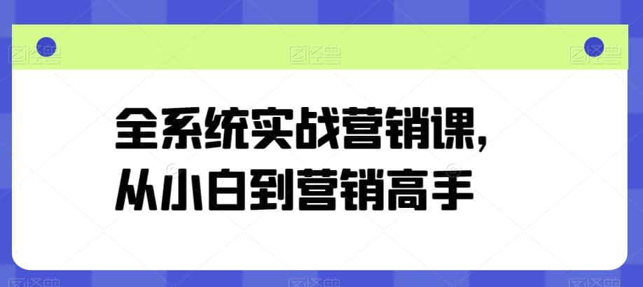 全系统实战营销课，从小白到营销高手-优优云创网