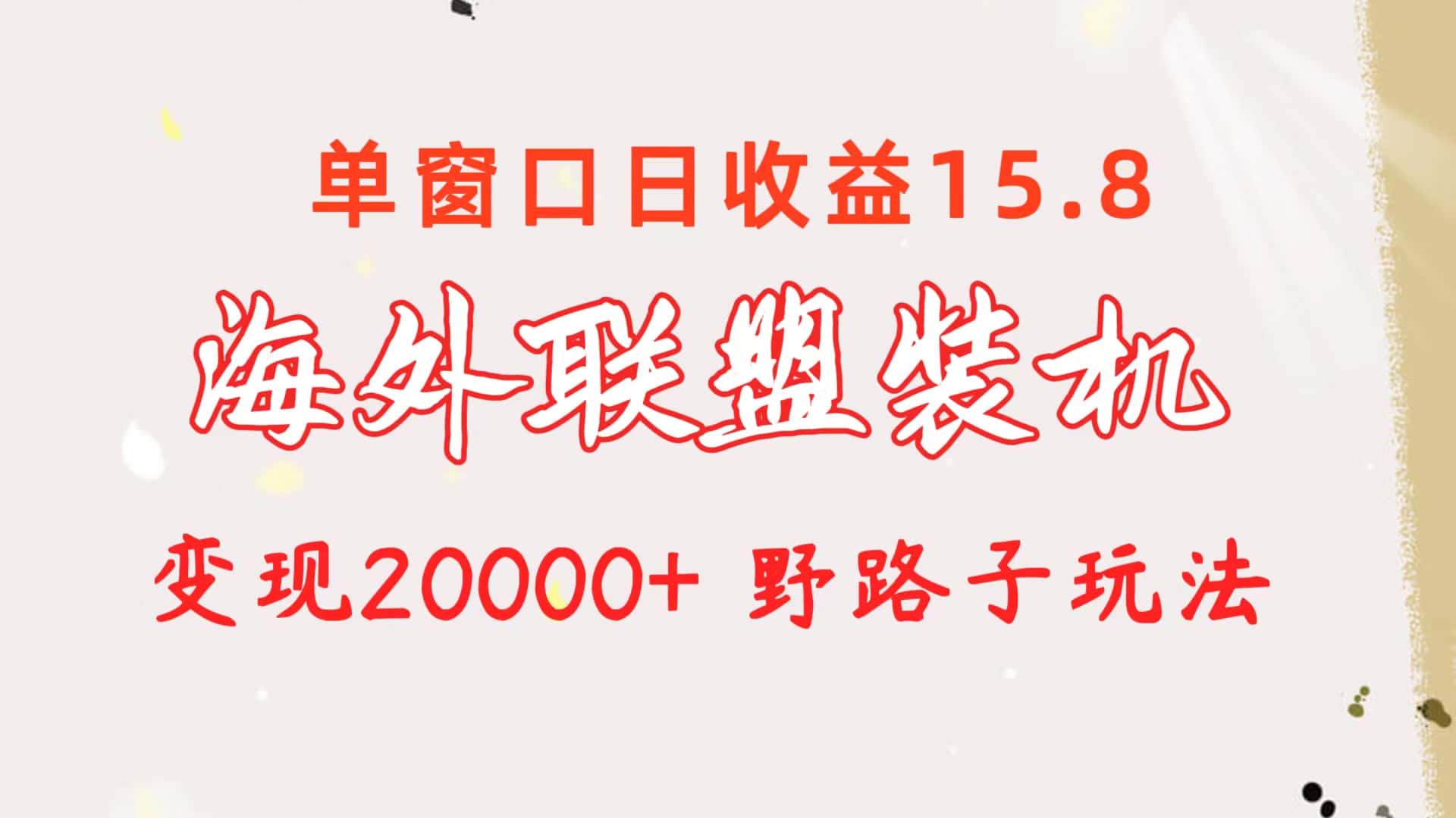 （10475期）海外联盟装机 单窗口日收益15.8  变现20000+ 野路子玩法-优优云创