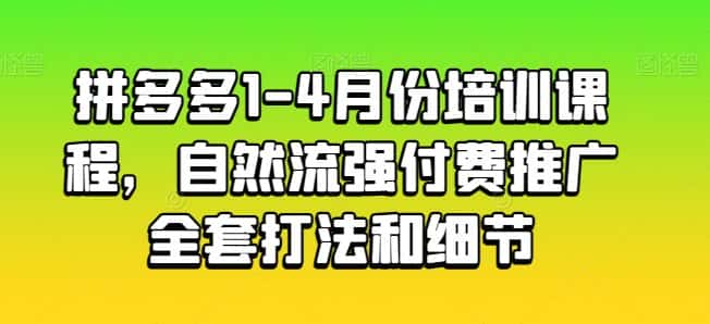 拼多多1-4月份培训课程，自然流强付费推广全套打法和细节-优优云创网