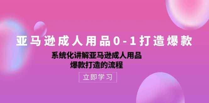 亚马逊成人用品0-1打造爆款：系统化讲解亚马逊成人用品爆款打造的流程-优优云创网