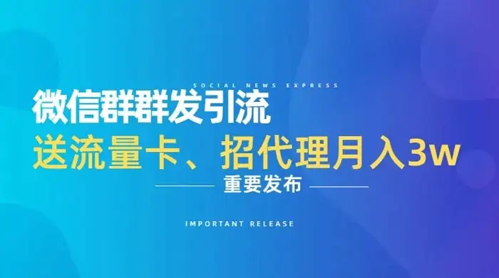 利用微信群卖流量卡，招代理，3 个月变现 11 万（附软件）-副业吧