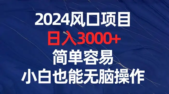 2024 风口项目，日入 3000+，简单容易，小白也能无脑操作-优优云创