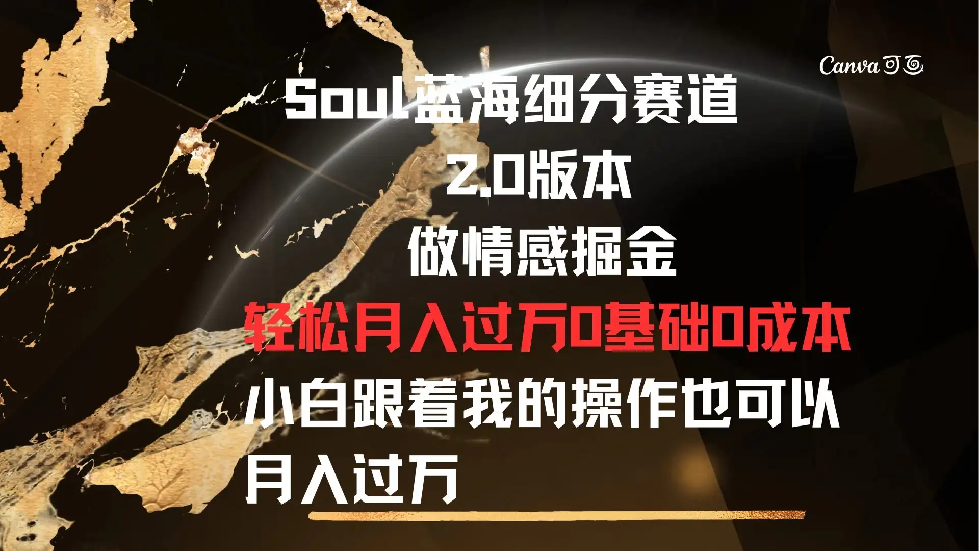 Soul蓝海细分赛道，2.0版本，做情感掘金，轻松月入过万，0基础，0成本，小白跟着我的操作也可以月入过万-优优云创网