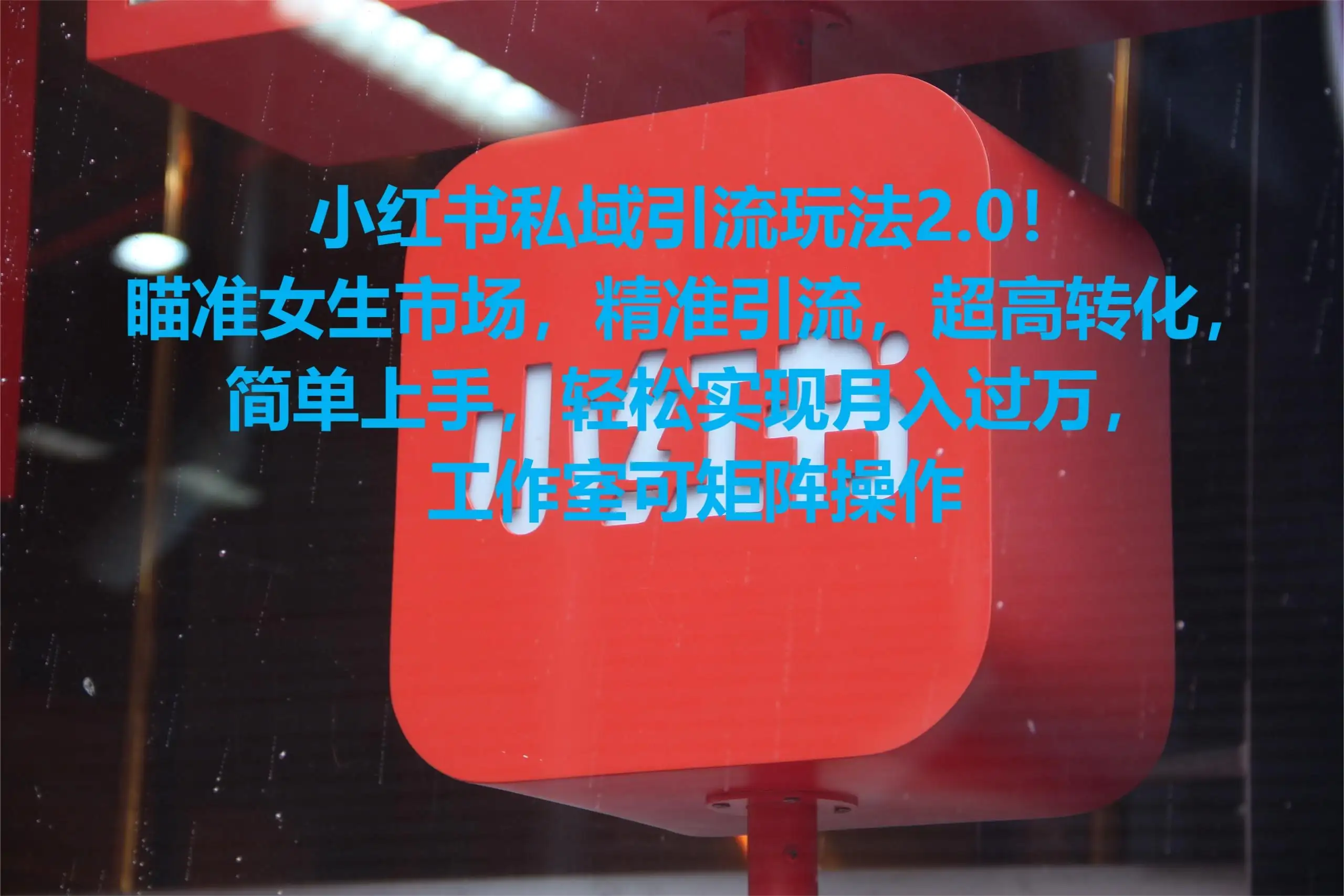 小红书私域引流玩法2.0！瞄准女生市场，精准引流，超高转化，简单上手，轻松实现月入过万，工作室可矩阵操作-优优云创