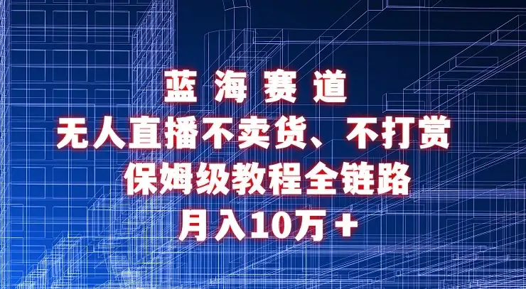 无人直播不卖货、不打赏保姆级教程全链路 月入10万＋-优优云创