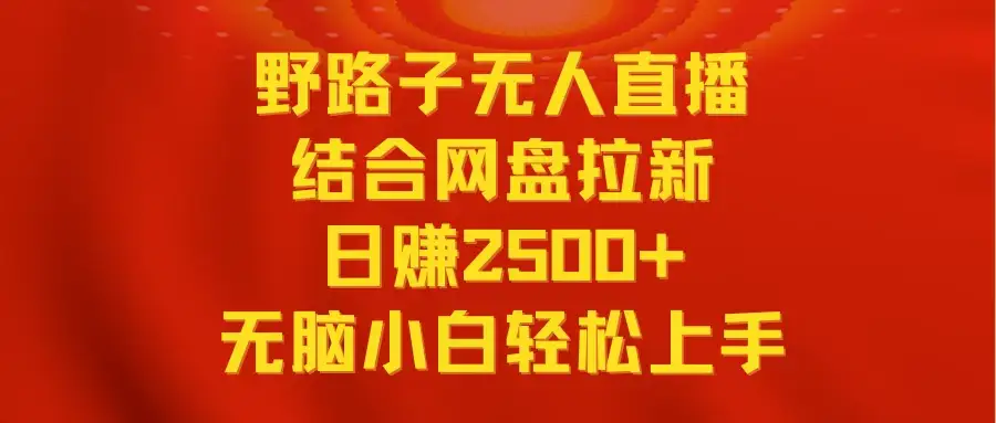 无人直播野路子结合网盘拉新，日赚2500+多平台变现，小白无脑轻松上手操作-优优云创