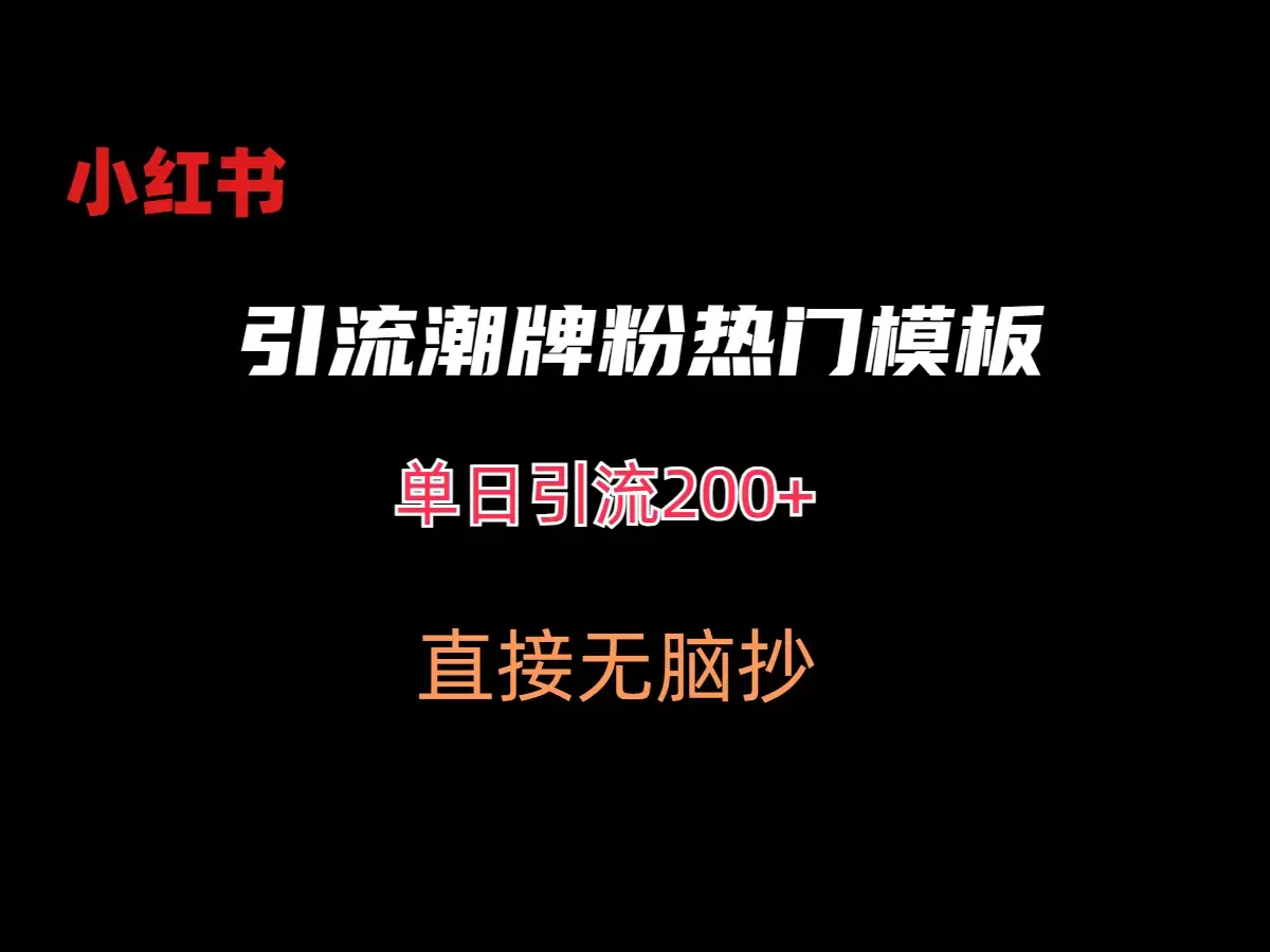 最新小红书无脑套模板单日引流200+潮牌粉-优优云创