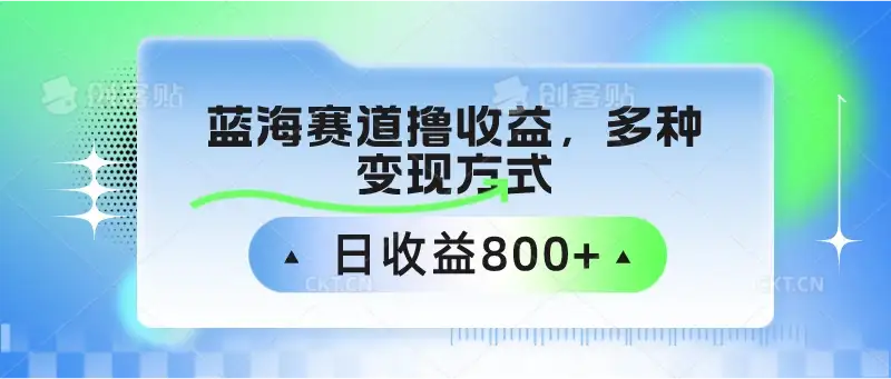 蓝海赛道撸收益，多种变现方式，日收益800+-优优云创