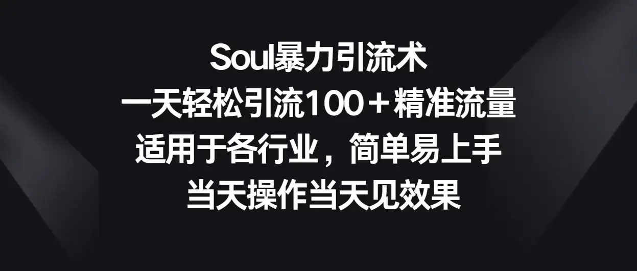 Soul暴力引流术，一天轻松引流100＋精准流量，适用于各行业，简单易上手 当天操作当天见效果-优优云创