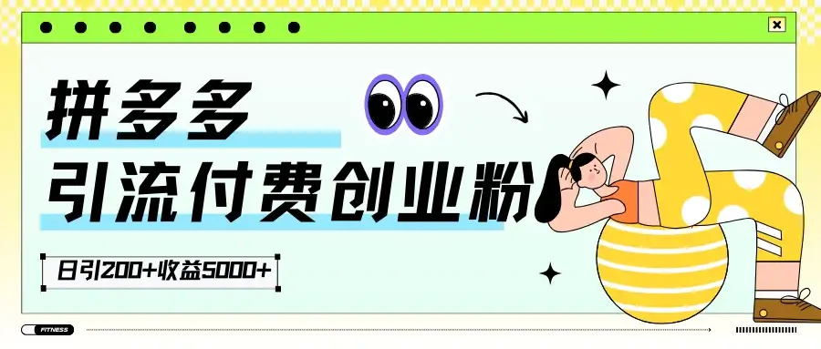 拼多多引流付费创业粉，日引200+，收益5000+-优优云创