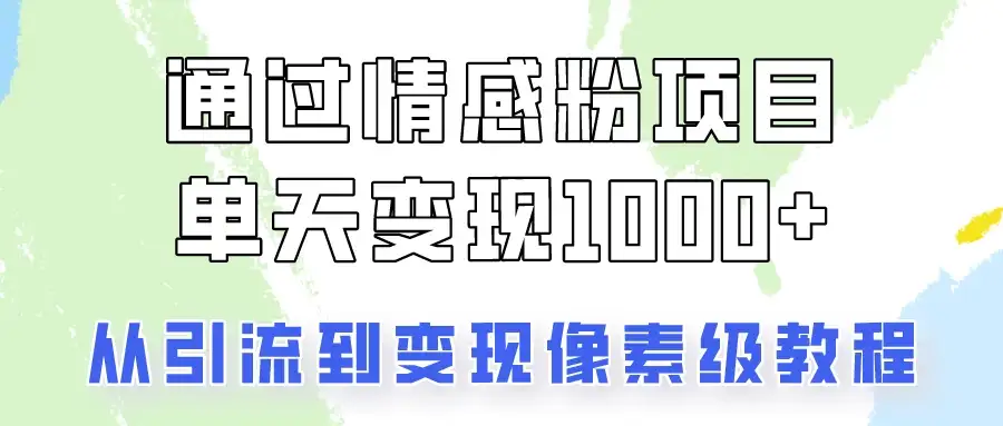 我是怎么通过情感粉项目单天变现1000+的，从引流到变现像素级教程-优优云创