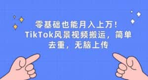 零基础也能月入上w,TikTok风景视频搬运,简单去重,无脑上传-优优云创