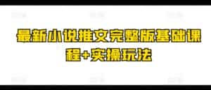 最新小说推文完整版基础课程+实操玩法-优优云创