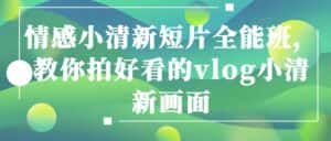 情感小清新短片全能班，教你拍好看的vlog小清新画面-优优云创
