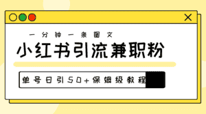 （10587期）爆粉秘籍！30s一个作品，小红书图文引流高质量兼职粉，单号日引50+-优优云创