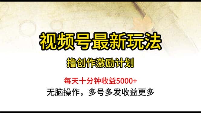 （10591期）视频号最新玩法，每日一小时月入5000+-优优云创