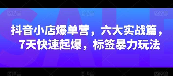 抖音小店爆单营，六大实战篇，7天快速起爆，标签暴力玩法-优优云创