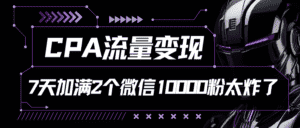 CPA流量变现，7天加满两个微信10000粉-优优云创