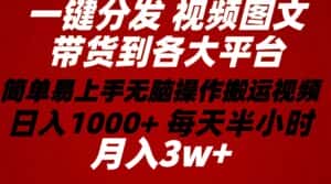（10667期）2024年 一键分发带货图文视频  简单易上手 无脑赚收益 每天半小时日入1…-优优云创