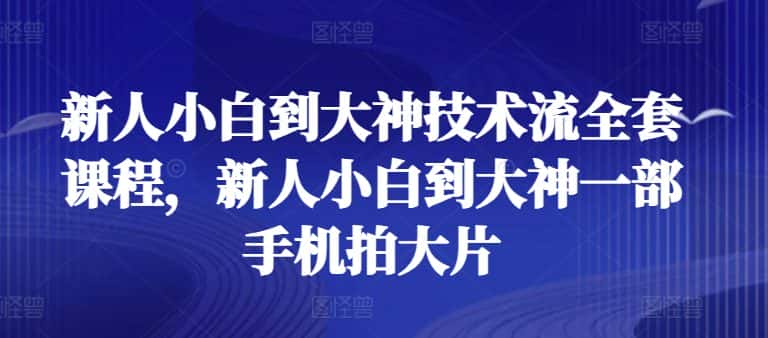 新人小白到大神技术流全套课程,新人小白到大神一部手机拍大片-优优云创