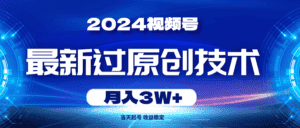 （10704期）2024视频号最新过原创技术，当天起号，收益稳定，月入3W+-优优云创
