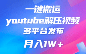 一键搬运YouTube解压助眠视频 简单操作月入1W+-优优云创