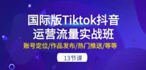国际版Tiktok抖音运营流量实战班：账号定位/作品发布/热门推送/等等-13节-副业吧