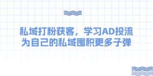 （10728期）某收费课：私域打粉获客，学习AD投流，为自己的私域囤积更多子弹-优优云创