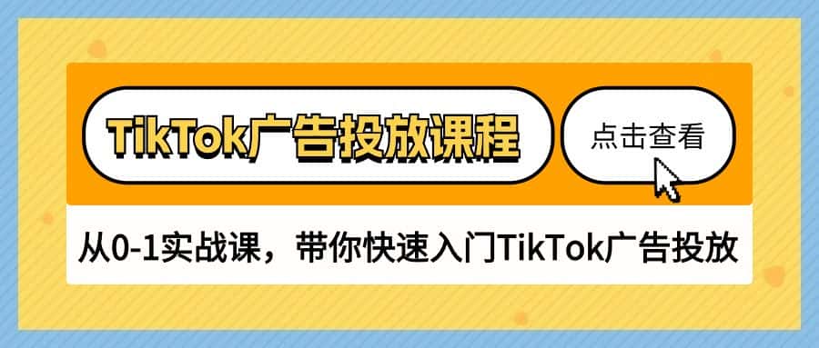 （10731期）TikTok广告投放课程，从0-1实战课，带你快速入门TikTok广告投放（30节课）-优优云创