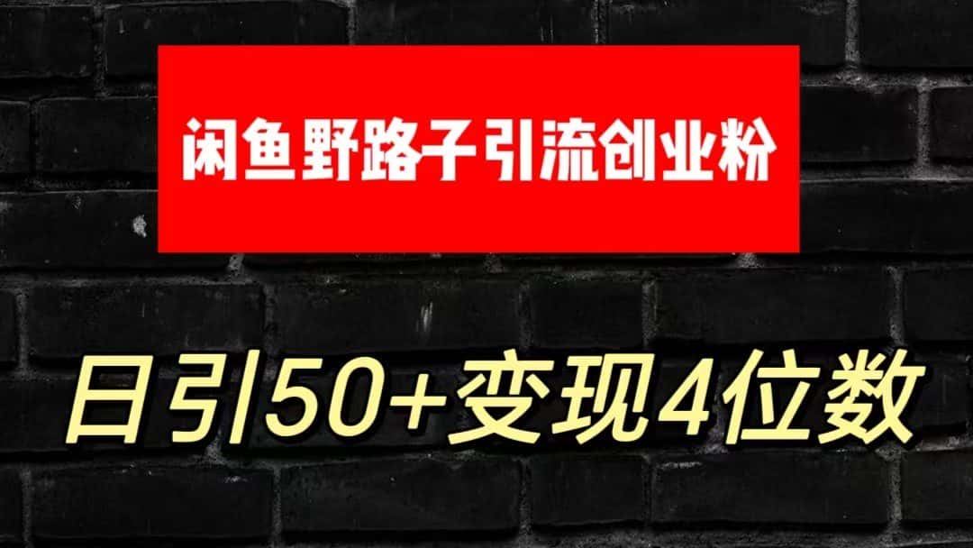 大眼闲鱼野路子引流创业粉，日引50+单日变现四位数-优优云创