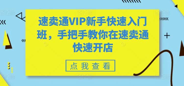 速卖通VIP新手快速入门班，手把手教你在速卖通快速开店-副业吧