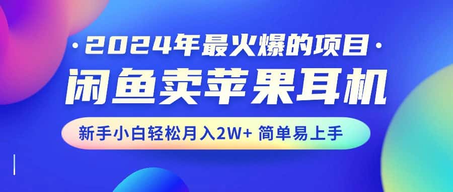 （10863期）2024年最火爆的项目，闲鱼卖苹果耳机，新手小白轻松月入2W+简单易上手-优优云创
