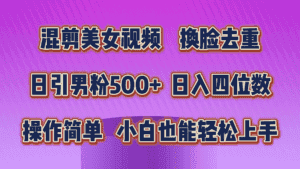 （10908期）混剪美女视频，换脸去重，轻松过原创，日引色粉500+，操作简单，小白也…-副业吧