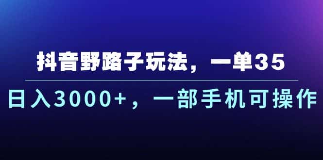 （10909期）抖音野路子玩法，一单35.日入3000+，一部手机可操作-副业吧