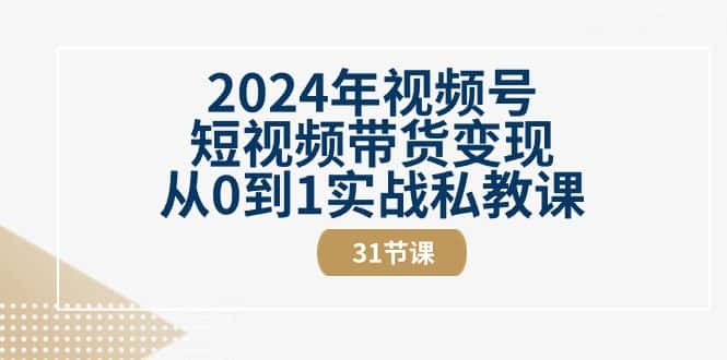 2024年视频号短视频带货变现从0到1实战私教课（30节视频课）-优优云创