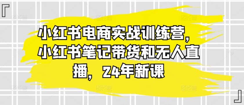 小红书电商实战训练营，小红书笔记带货和无人直播，24年新课-优优云创
