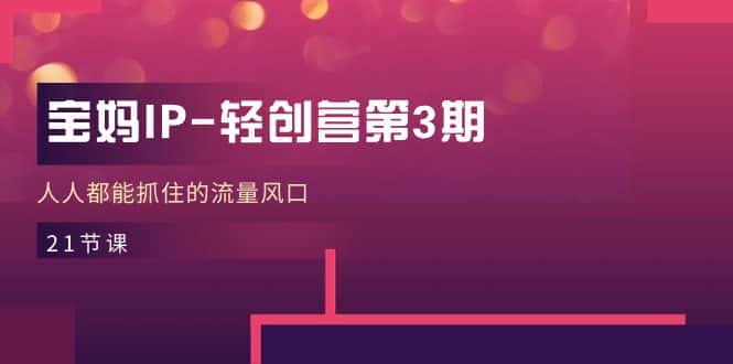 宝妈IP轻创营第3期，人人都能抓住的流量风口（21节课）-优优云创