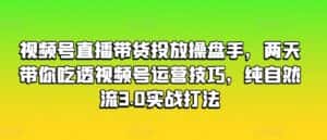视频号直播带货投放操盘手，两天带你吃透视频号运营技巧，纯自然流3.0实战打法-优优云创