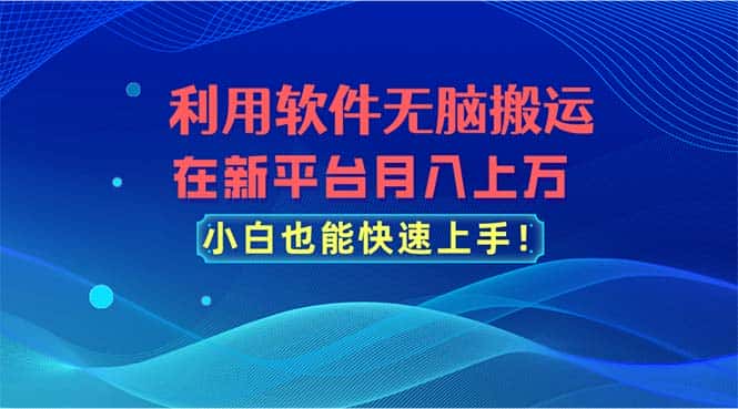 （11078期）利用软件无脑搬运，在新平台月入上万，小白也能快速上手-优优云创